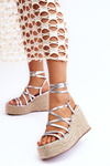 Leather Wedge Sandals Silver Margaritt