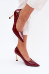 Lacquered High Heels With Gold Buckle Bordeaux Mivira