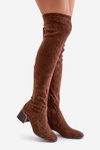 Block Heeled Knee High Boots From Eco Suede Brown Galadi