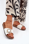 Women's Cork Platform Sandals With Buckle White Vianara