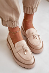 Ladies Eco Suede Moccasins With Decoration Verindalle Light Beige