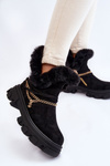 Suede Women's Boots With Decorative Chain Black Respecto