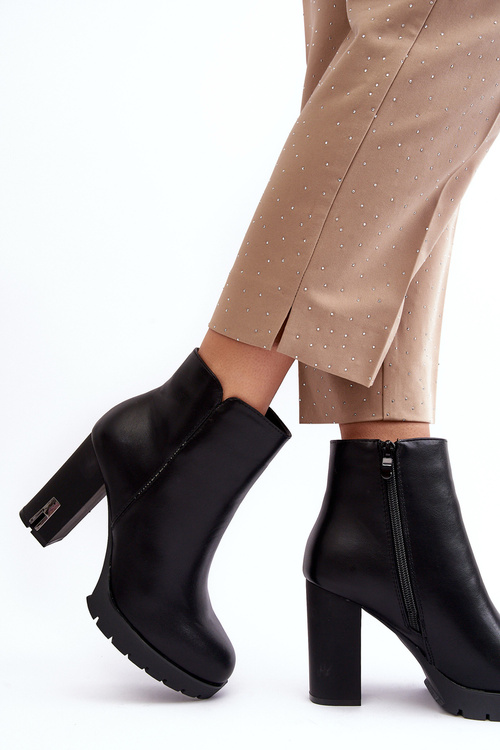 Women's Heeled Boots With Zipper Black Rasoda