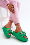 Women's Foam Slides With Decorations On Thick Sole Green Bremavia