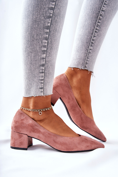 Suede Pumps On A Block Heel Pink Rossie