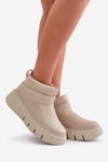 Zazoo 60470 Leather Boots Insulated with Wool on Platform Light Beige