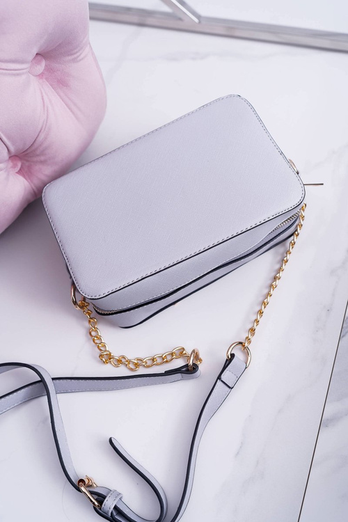 Shoulder Handbag with Golden Chain Grey