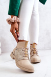 Women's Suede Ankle Boots with a Snake Pattern Light Beige Sonroe
