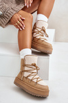 Women's Snow Boots On Platform With Lacing Light Brown Riaviana