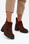 Ankle boots from natural suede lined Zazoo 1156 chocolate