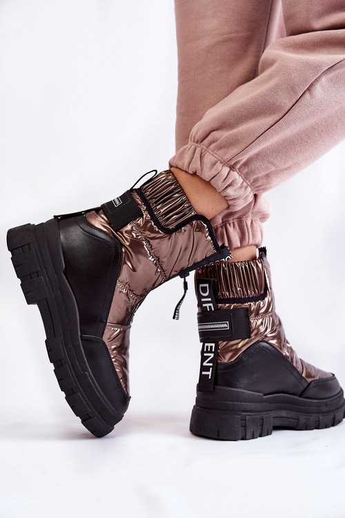 Women's Comfortable Snow Boots Brown and Black Elodia