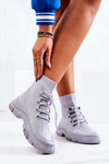 Buty Sportowe Wiązane Skarpetka Szare Kimberly