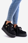Fleece Lined Women's Platform Sneakers Black Velarisea