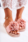Women's Suede Slippers With Decoration Pink Giorgia