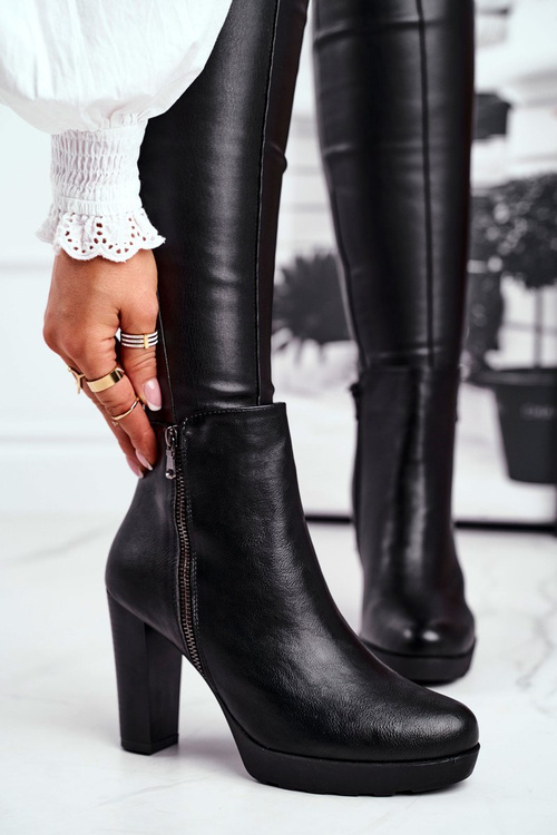 Women's Boots On Heel Black Eugene