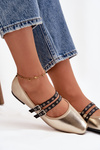 Women's Ballerinas With Golden Straps Deliora