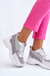 Women's Sport Shoes On The Platform White And Gray Ferrina