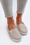 Women's Striped Slip-On Sneakers in Beige Pazaria