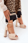 Womens Sandals On A Heel And Platform Eco Leather Beige Lomman