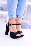Black High Suede Stiletto Sandals Gertigo