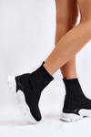 Skarpetkowe Damskie Wysokie Buty Sportowe Czarne Jovie