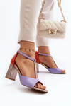 Leather Sandals On Heel Laura Messi 2759 Purple