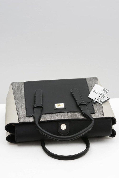 Nobo Women's Large Black Serpent Leather Briefcase Handbag