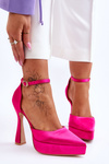 Fashionable Pumps On A Wide High Heel Fuchsia Madness