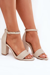 Women's Heeled Sandals with Braided Strap Beige Asdine
