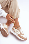 Women's Leather Sport Shoes Beige Kabama