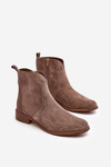 Women's Suede Boots with Zip Dark Beige Nicole 2829