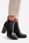 Insulated Women's Heeled Boots Eco Leather Black Teresine