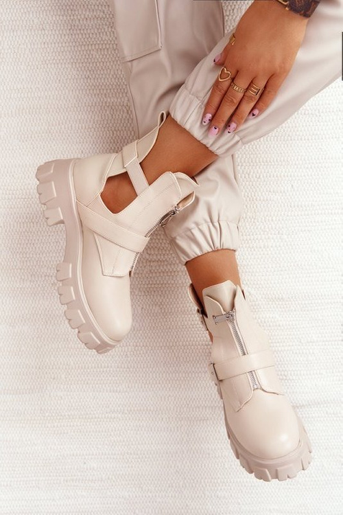 Women's Boots On A Platform Beige Cosmic Love