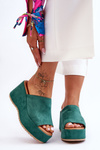Women's Slippers On A Massive Platform Green Martina