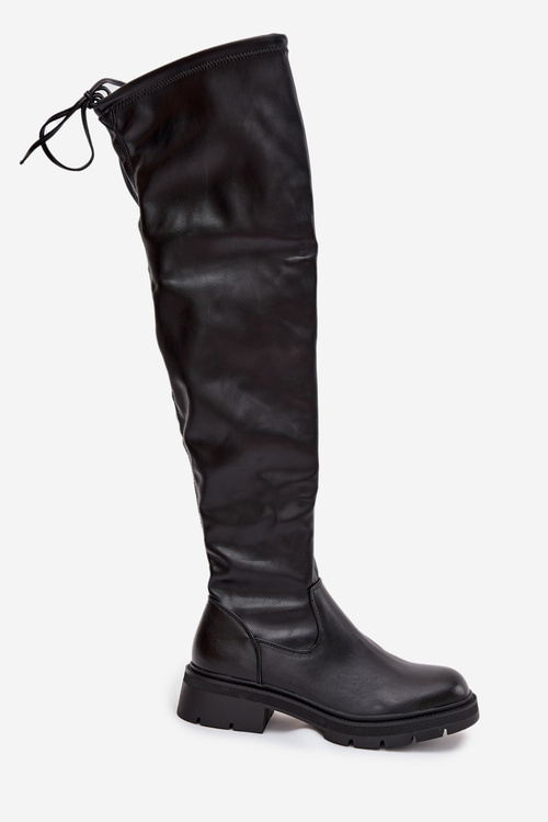 Women's Knee High Boots with Laces Black Rylissa