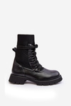 Women's lace-up ankle boots with sock black Gentiana
