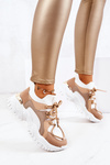 Sneakersy Buty Sportowe Skarpetka Beżowo-Białe Colleen