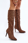 Stiletto Boots With Leopard Print Brown Reanwenna