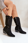 Suede Boots With Cutout Shaft Black Zazoo 3609