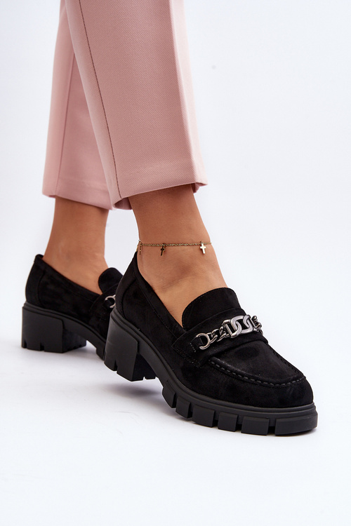 Black Loafers on Chunky Heel Eriella