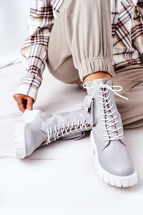 Insulated Boots With A Pocket Light Grey Awesome