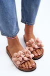 Women's Pink Embellished Slippers Bunlia