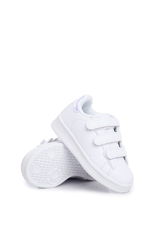 Children's Sports Velcro Shoes White Silver Fifi