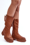 Half-Calf Boots with Upper Brown Lizames