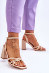 Classic Suede Heel Sandals Beige Bernett