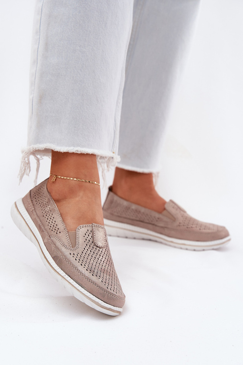 Suede Slip-on Shoes Beige-Gold Inez