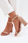 Eco Leather Women's Sandals On Heel Beige Irini