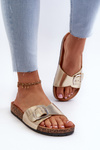 Women's Cork Platform Sandals with Gold Buckle Moaxi