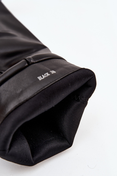 Damskie Kozaki Obcas Słupek Paski Klamry Wywinięta Cholewka Czarne Nirisa