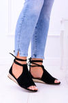 Black Suede Sandals on Light Platform Espanoso